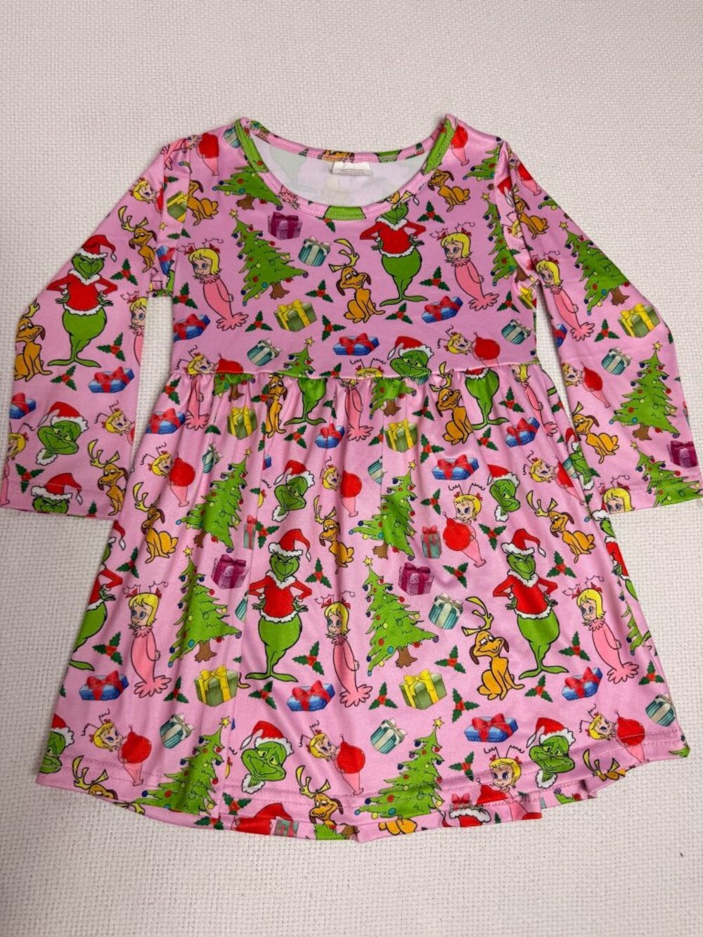 Pink Grinch Inspired Character Print Boutique Dress Toddler Girls 2T
